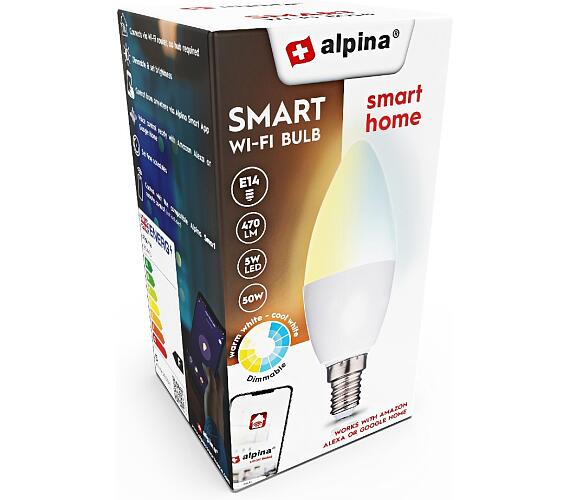 Alpina Chytrá žárovka LED WIFI bílá stmívatelná E14ED-225441 ALPINA-NK
