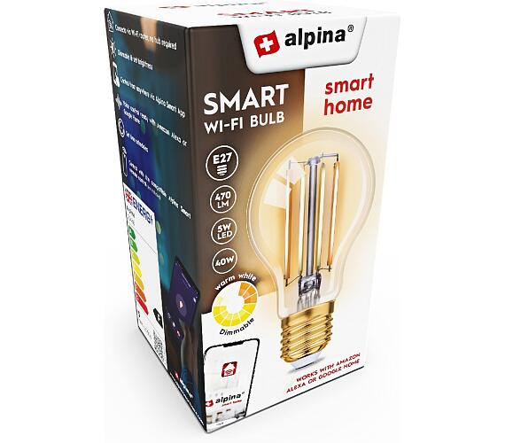 Alpina Chytrá žárovka LED WIFI bílá stmívatelná E27 470LMED-225448 ALPINA-NK