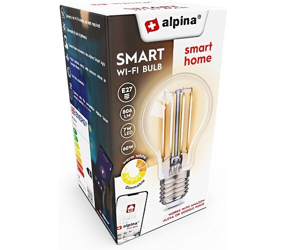 Alpina Chytrá žárovka LED WIFI bílá stmívatelná E27 860LMED-225449 ALPINA-NK