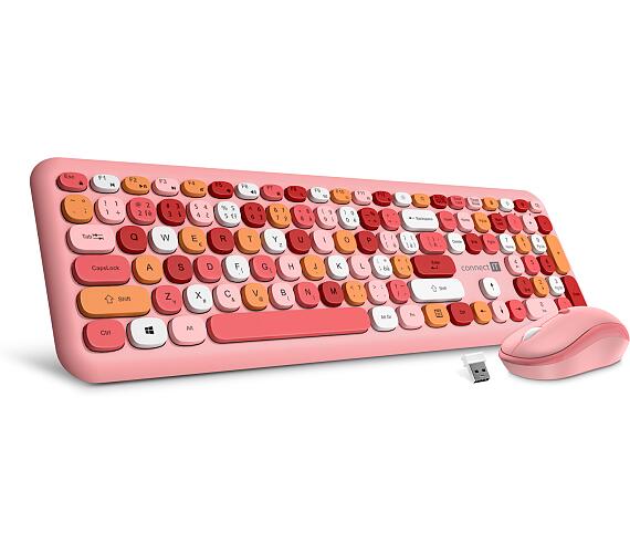 Connect IT FASHION combo bezdrátová růžová klávesnice + myš