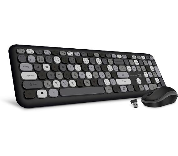Connect IT FASHION combo bezdrátová černo-šedá klávesnice + myš