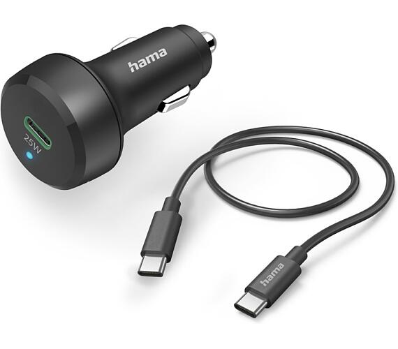 Hama set: rychlá USB nabíječka do vozidla USB-C PD/QC 25 W + kabel USB C-C 1 m