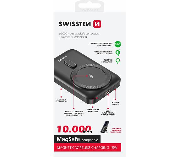 Swissten POWER BANK PD 20W 10000 mAh (kompatibilní s MagSafe) + DOPRAVA ZDARMA