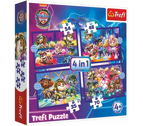 TREFL Puzzle 4v1 The Mighty Movie 2023 Paw Patrol/Tlapková Patrola v krabici 28x28x6cm