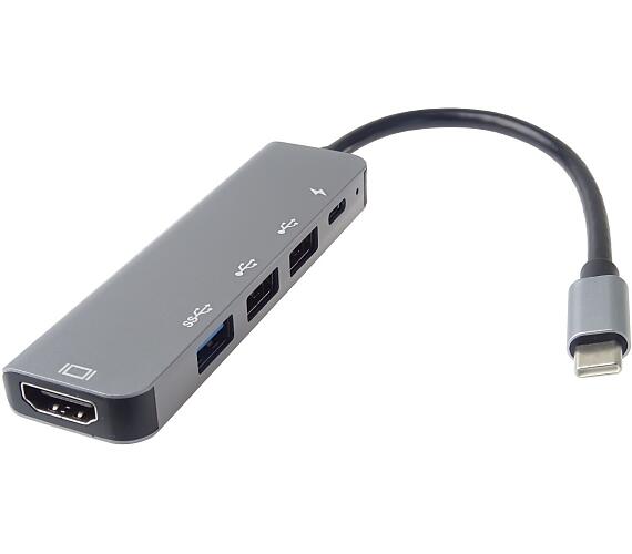 Adaptér USB-C na HDMI + USB3.0 + 2x USB2.0 + PD (power delivery)