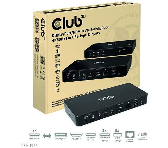 Club 3D Club3D Dokovací stanice DisplayPort / HDMI KVM Switch + DOPRAVA ZDARMA