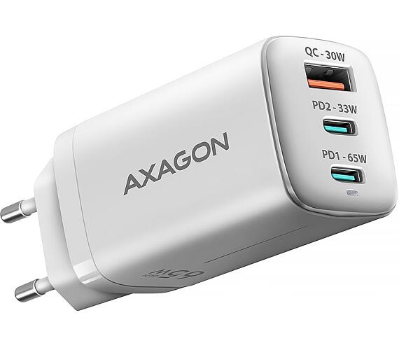 Axagon nabíječka do sítě / ACU-DPQ65W / 2x USB-C / 1x USB-A / PD3.0 / QC4+ / PPS / SFC2.0 / AFC / SCP / FCP / Apple / 65W / bílá