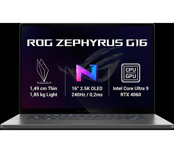 Asus ROG Zephyrus G16 - Intel Ultra 9 185H/32GB/1TB SSD/RTX 4060 8GB / 16" / 2,5K / OLED / 240Hz / 2y PUR/Win 11 Home/šedá (GU605MV-NEBULA082W) + DOPRAVA ZDARMA