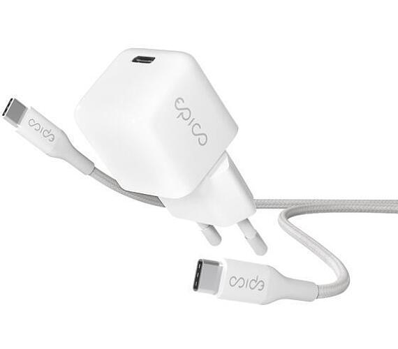 Epico GaN 30W s kabelem USB-C 1,2m bílá