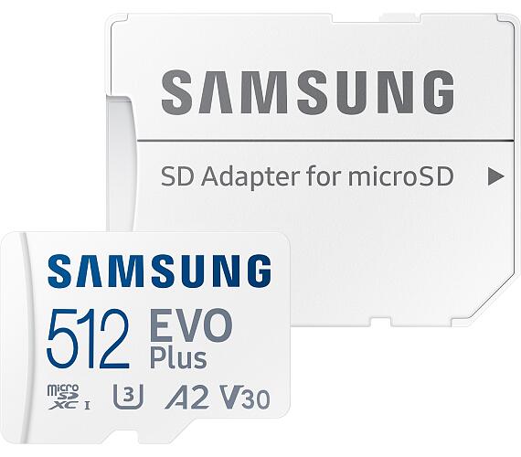 Samsung EVO Plus/micro SDXC/512GB/UHS-I U3 / Class 10/+ Adaptér/Bílá (MB-MC512SA/EU)