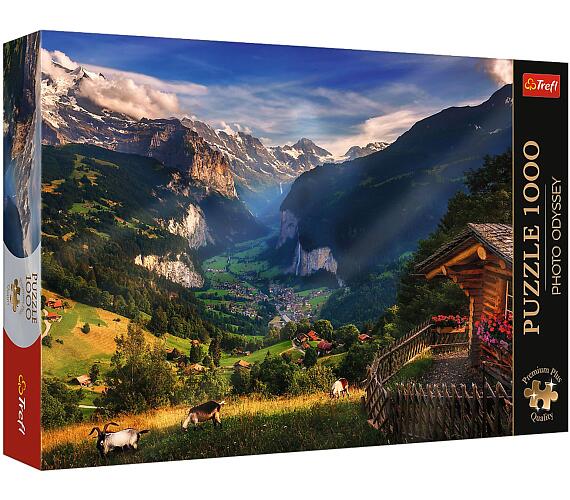 TREFL Puzzle Premium Plus - Photo Odyssey: Údolí Lauterbrunnen 1000 dílků 68,3x48cm v krabici 40x27x6cm