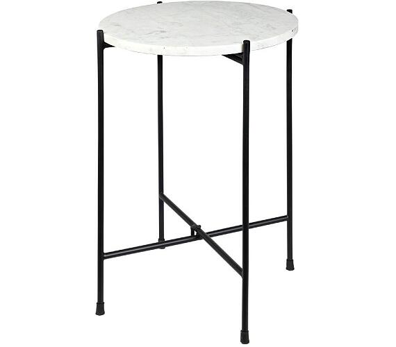 Homestyling Odkládací stolek mramorový bílý 35x46 cm KO-A71100020
