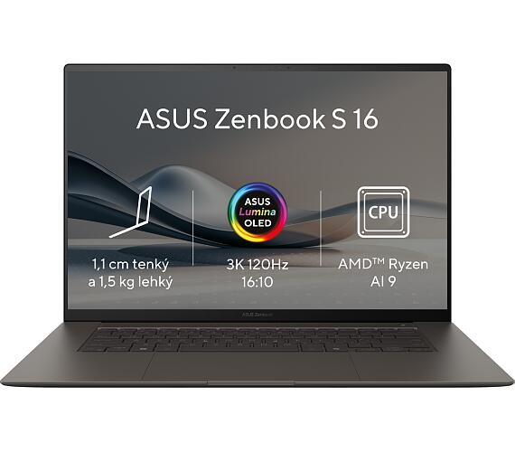 Asus ASUS Zenbook S 16 OLED / UM5606WA / AI9-HX370 / 16" / 2880x1800 / T / 32GB / 1TB SSD/AMD int/W11P/Gray/2R (UM5606WA-OLED221X) + DOPRAVA ZDARMA