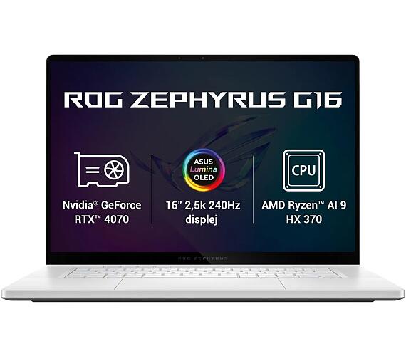 Asus ASUS ROG Zephyrus G16 / GA605WI / AI9-HX370 / 16" / 2560x1600 / 32GB / 2TB SSD/RTX 4070/W11H/White/2R (GA605WI-NEBULA016W) + DOPRAVA ZDARMA