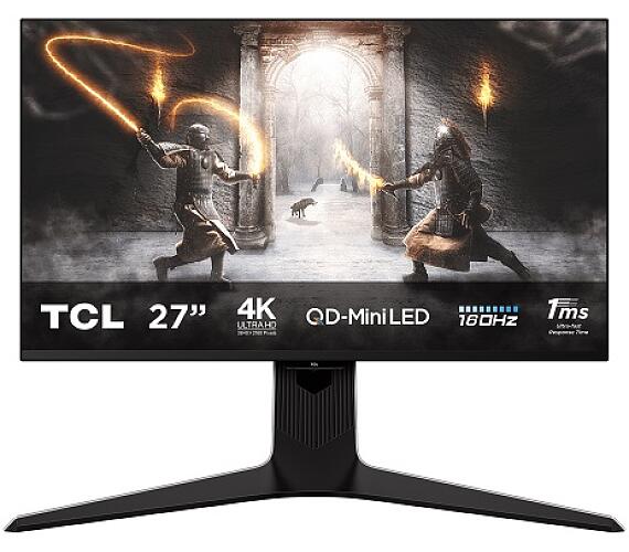 TCL LCD herní 27R83U 27" Mini LED / VA / 3840×2160@160Hz / 1ms / 1400cd / 2xHDMI / DP / 4xUSB / USB-C / Repro / Pivot / VESA + DOPRAVA ZDARMA