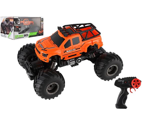 Teddies Auto RC pick up Off road terénní plast 23cm 2,4GHZ na baterie se světlem oranžový v krab. 30x15x19cm