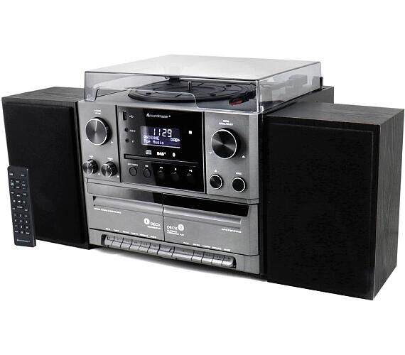 SOUNDMASTER Elite line MCD5600SW/ Gramofon/ CD/ 2x kazeta/ BT/ DAB+/ MP3/ 2x5W/ Stříbrno-černá