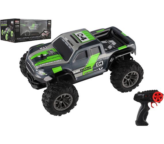 Teddies Auto RC pick up terénní plast 25cm 2,4GHZ na baterie šedo-zelený v krabici 32x14x18cm