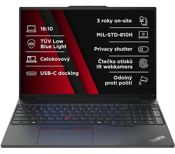 Lenovo NTB ThinkPad E16 AMD G2 - Ryzen5 7535HS,16" WUXGA,16GB,512SSD,FHD+IRcam,W11H (21M5002WCK) + DOPRAVA ZDARMA