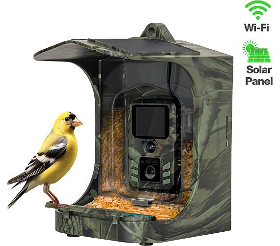 EVOLVEO StrongVision BirdFeeder - Chytré krmítko pro ptáky s kamerou a solárním panelem (CAM-BF)