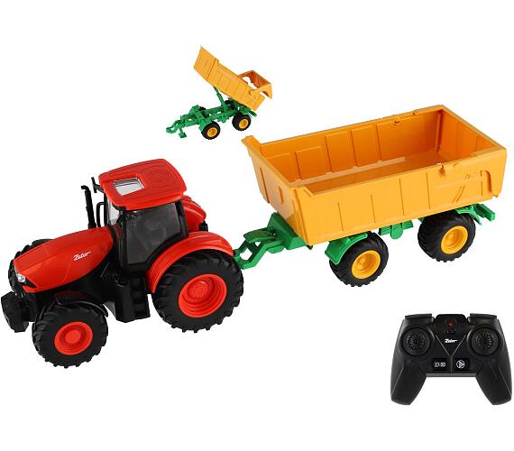 Teddies Traktor Zetor RC s valníkem plast 42cm 2,4GHz dobíjecí pack + baterie se zvukem v krabici + DOPRAVA ZDARMA