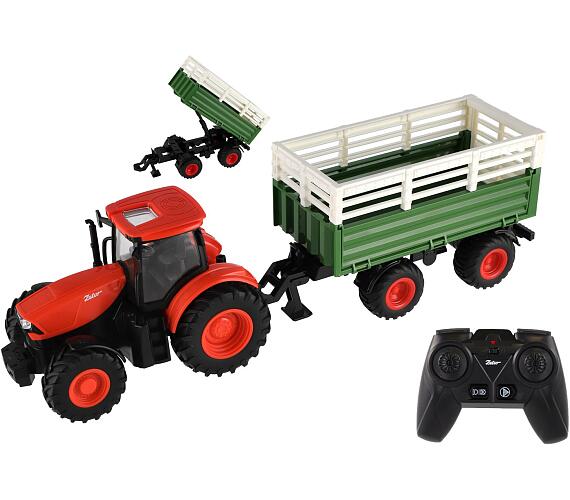 Teddies Traktor Zetor RC s vlekem plast 42cm 2,4GHz dobíjecí pack + baterie se zvukem v krabici + DOPRAVA ZDARMA