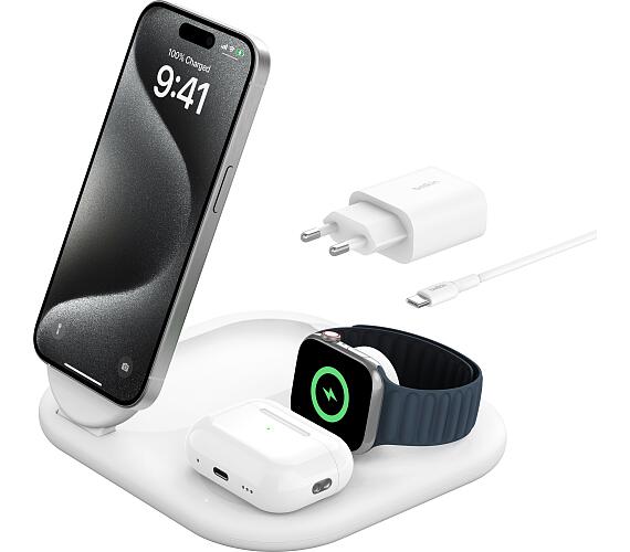 Belkin BOOST CHARGE™ Qi2 15W 3v1 Magnetický nabíjecí stojan