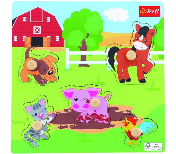 TREFL Vkládačka/Puzzle deskové obrysové zvířátka farma 22x22cm ve fólii 18m+