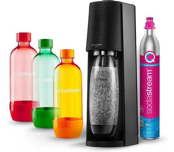 SodaStream Terra Black + Láhev SodaStream 1l TriPack ORANGE/RED/GREEN + DOPRAVA ZDARMA