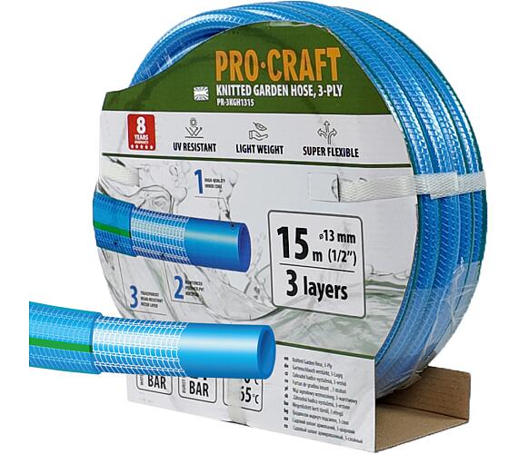 Modr zahradn hadice Procraft PR-3KGH1315 3 vrstvy, 1/2" 15m / PR-3KGH1315