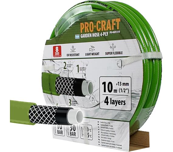 Zelen zahradn hadice Procraft PR-4GH1310 4 vrstvy, 1/2" 10 m / PR-4GH1310