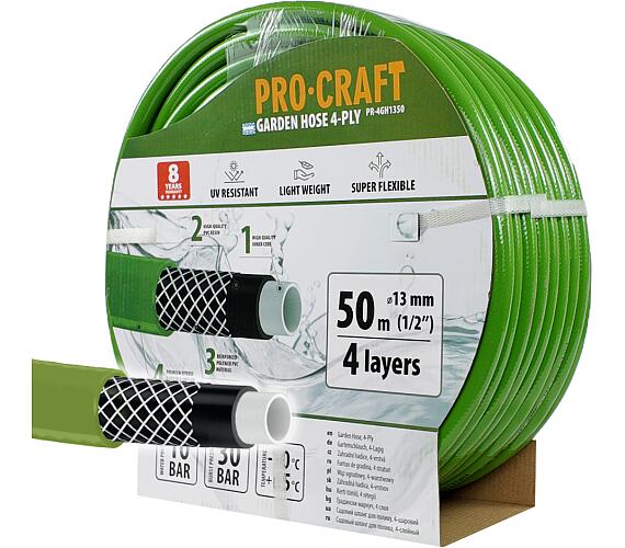Zelen zahradn hadice Procraft PR-4GH1350 4 vrstvy, 1/2" 50 m / PR-4GH1350
