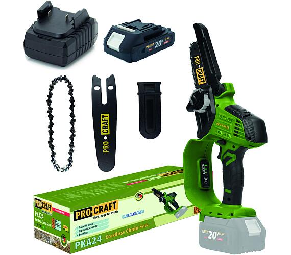 Procraft aku řetězová pila PKA24 sada s baterií 20V 2Ah a nabíječkou / SPKA24/20-1/20-2A + DOPRAVA ZDARMA