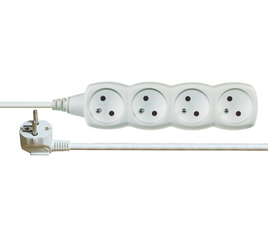 Emos prodlužovací kabel 3 m / 4 zásuvky / bílý / PVC / 1 mm2 (P0413)