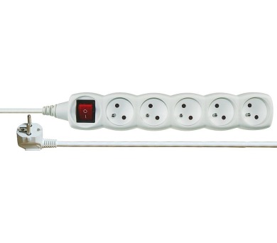 Emos prodlužovací kabel 2 m / 5 zásuvek / s vypínačem / bílý / PVC / 1 mm2 (P1512)