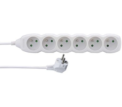 Emos prodlužovací kabel 2 m / 6 zásuvek / s vypínačem / bílý / PVC / 1 mm2 (P1612)