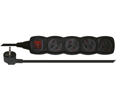 Emos prodlužovací kabel 3 m / 4 zásuvky / s vypínačem / černý / PVC / 1 mm2 (PC1413)