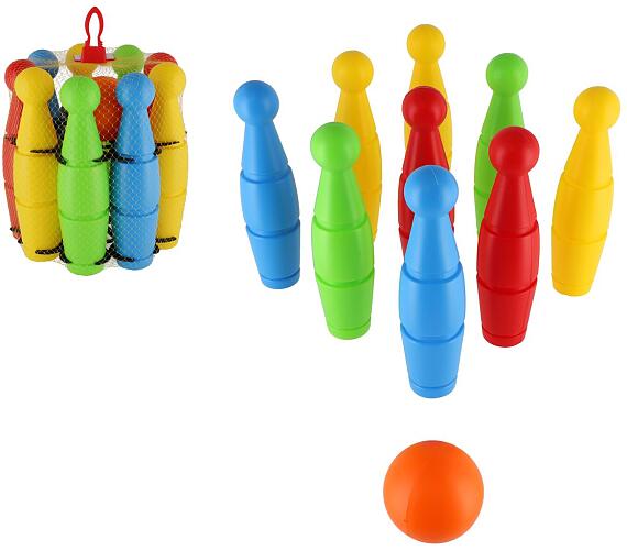 Teddies Kuželky plast 23cm 9ks v síťce 18m+