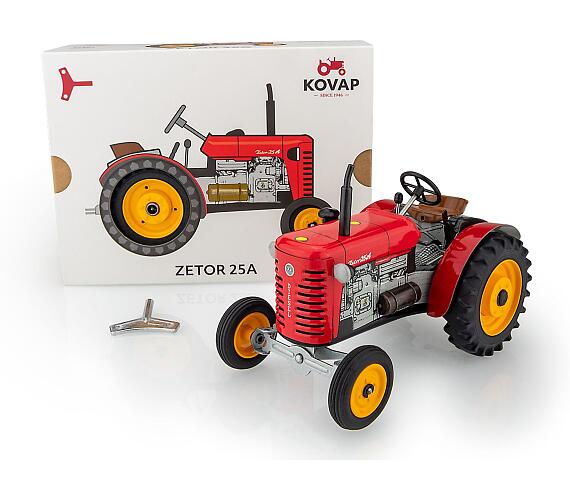 Traktor Zetor 25A červený na klíček kov 15cm 1:25 v krabičce Kovap