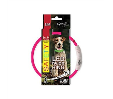 Dog Fantasy LED nylonový S/M - růžová