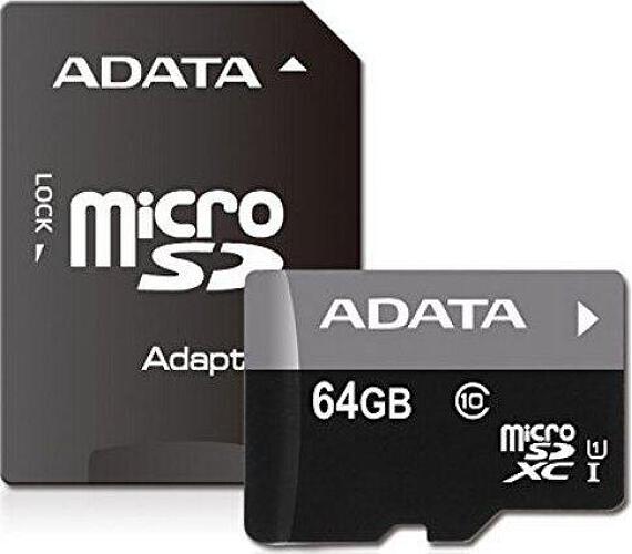 ADATA adata/micro SD/64GB/50MBps/UHS-I U1 / Class 10/+ Adaptér (AUSDX64GUICL10-RA1)