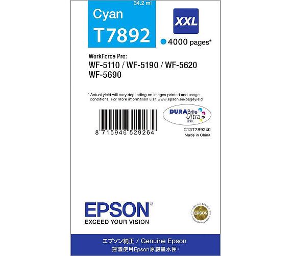 Epson WF-5xxx Series Ink Cartridge XXL Cyan T7892 (C13T789240) + DOPRAVA ZDARMA