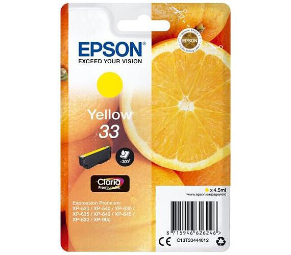 Epson Singlepack Yellow 33 Claria Premium Ink (C13T33444012)