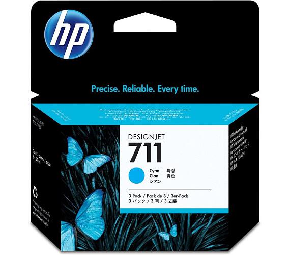 HP inkoustová kazeta 711 azurová CZ134A originál 3-pack