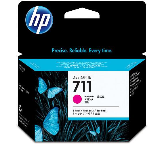 HP inkoustová kazeta 711 purpurová CZ135A originál 3-pack