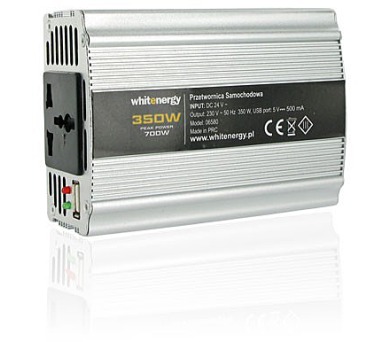 Whitenergy měnič napětí DC 24V-AC 230V 350W + USB