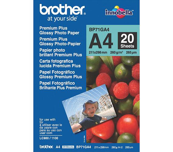 Brother fotopapír BP71GA4/ A4/ Premium Glossy/ 260g/ 20 listů