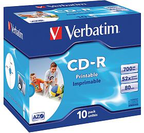 Disk Verbatim CD-R 700MB/80min. 52x, Printable, jewel box, 10ks