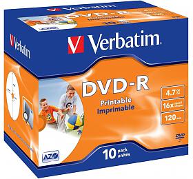 Disk Verbatim DVD-R 4.7GB, 16x, printable, jewel box, 10ks