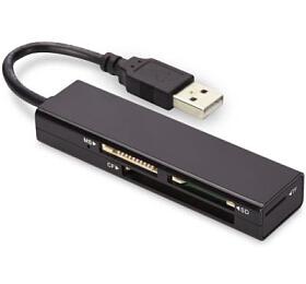 Ednet USB čtečka karet 2.0, 4&amp;nbsp;porty, Podporuje MS, SD, T-Flash, CF&amp;nbsp;formáty černá